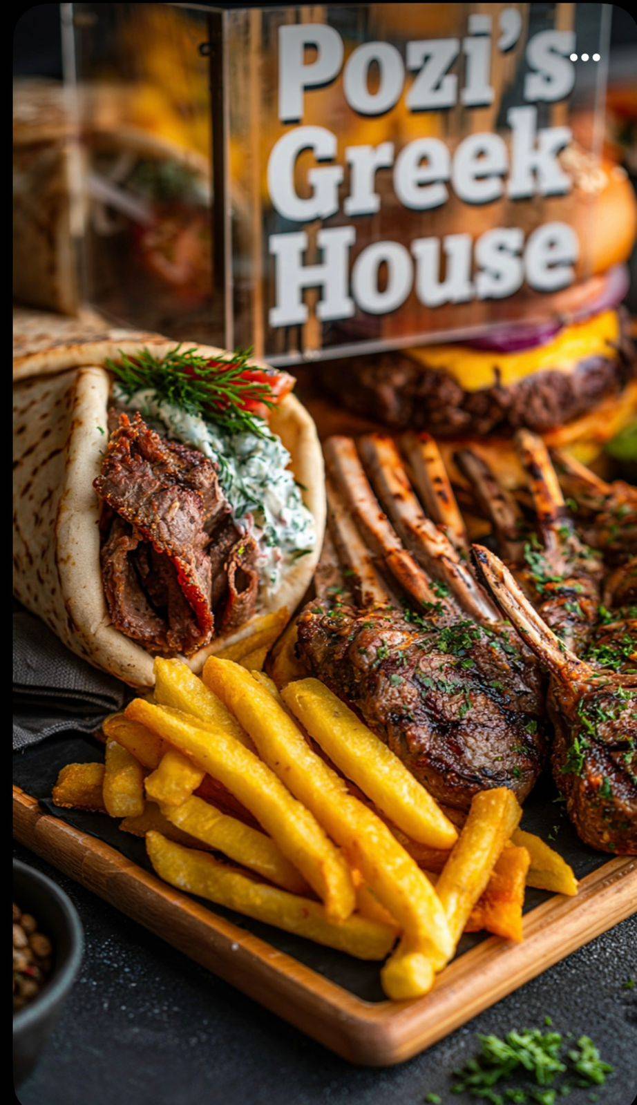 Gyro wrap and lamb chops at Pozi's Greek House